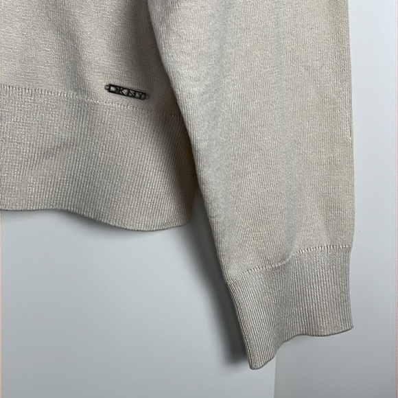 DKNY beige sequin pocket sweater - Picture 7 of 10